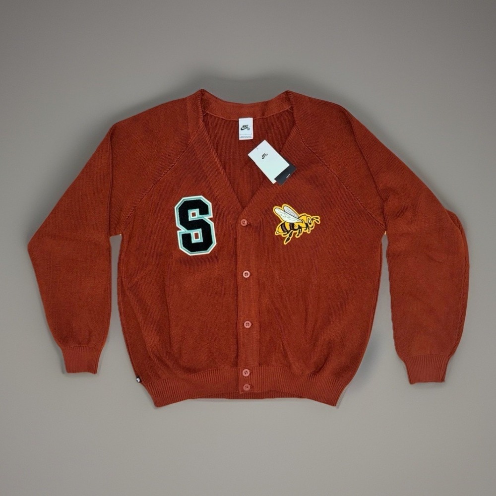 *NEW Men MEDIUM Nike SB Skate Relaxed Cardigan Bumble Bee HV0258-245 Brown $120